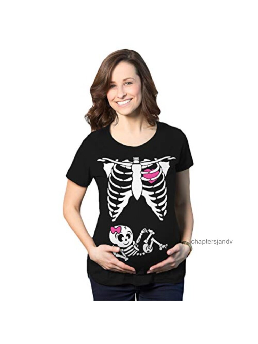 Maternity Halloween Skeleton Baby Pregnancy Announcement T-Shirt